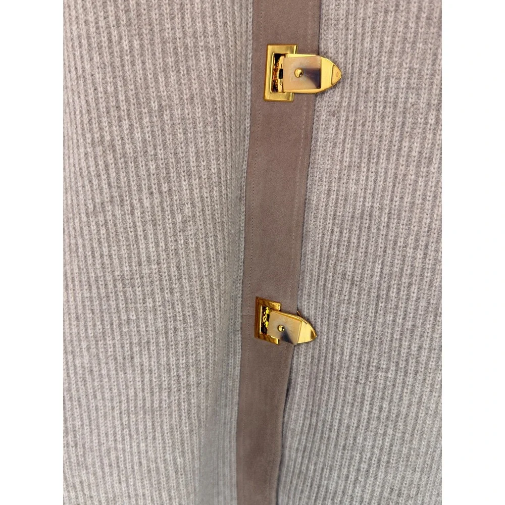 Tory Burch Rory Sweater Coat Tan Beige Cable Knit Classy Cardigan Coat Small